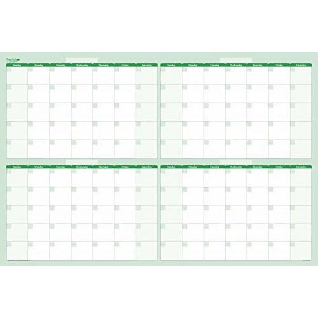 X 48" 120Day 4Month Dry Erasable Wall Calendars With Marker And
