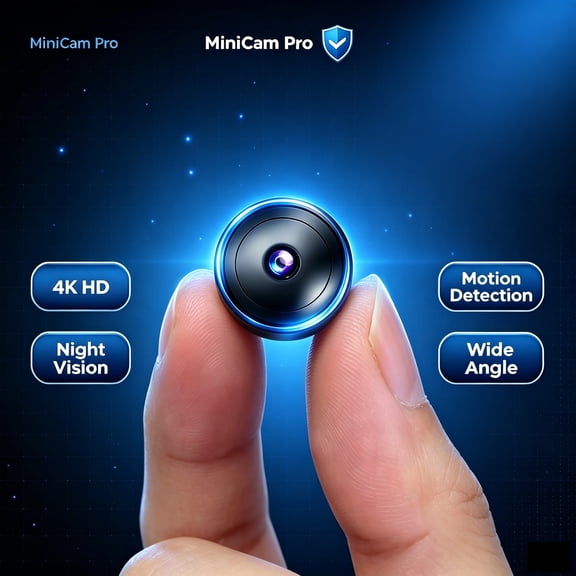 4K Ultra Wide Angle Mini Portable Security Camera, Long Battery Life Discreet Wireless Video Cam, One-Click Recording Surveillance Recorder with No-Glow Night Vision for Car Travel Apartment Outdoor