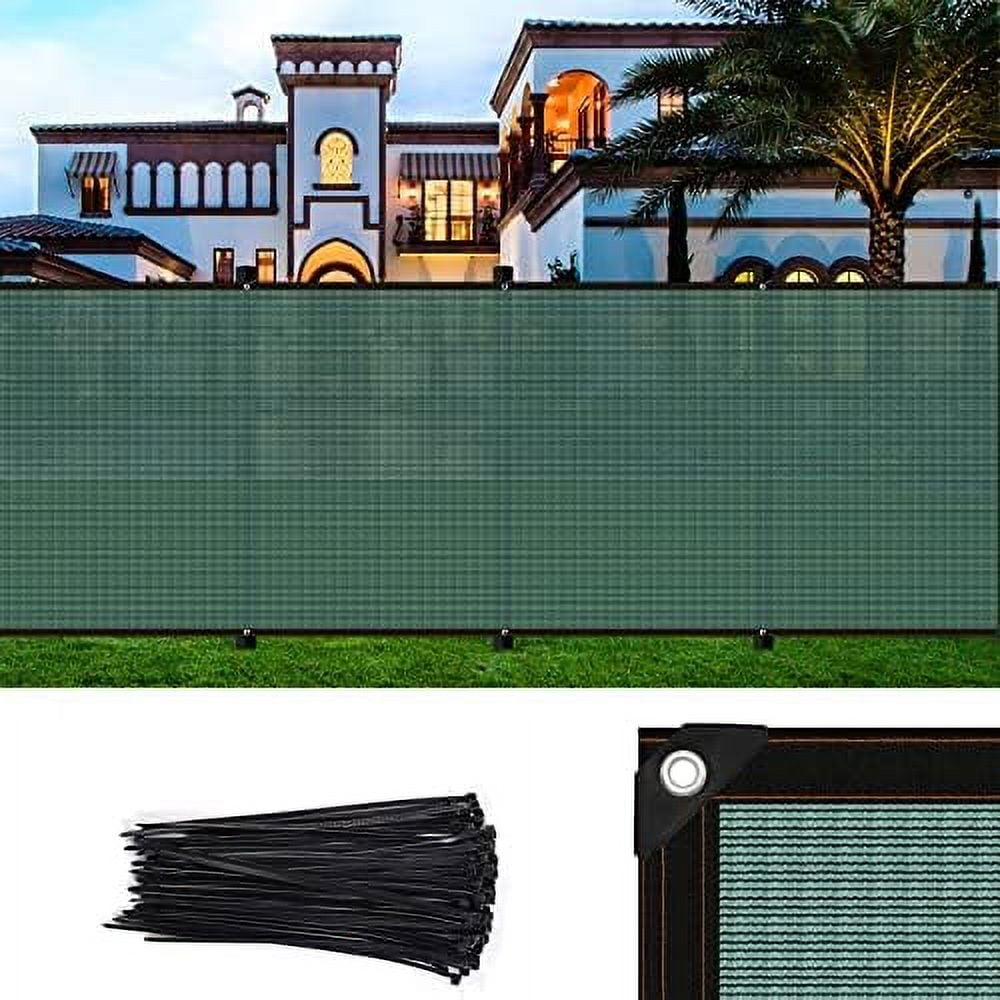 X 50' Fence Privacy Screen With Cable Zip Ties,90 Blockage Heavy Duty