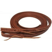X 8' Argentina Cow Leather Barbed Wire Tooled Split Reins