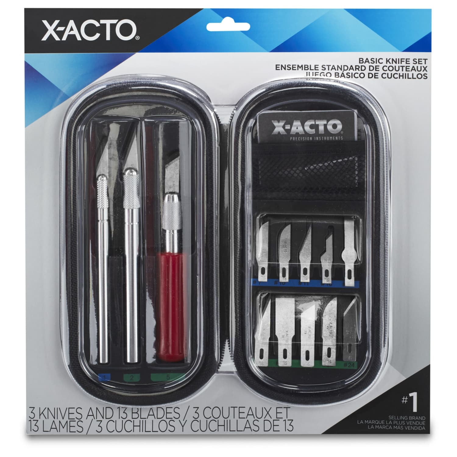 X-ACTO Compression Basic Knife Set, 3 Knives, 13 Blades, Soft Carry Case, 17 Count