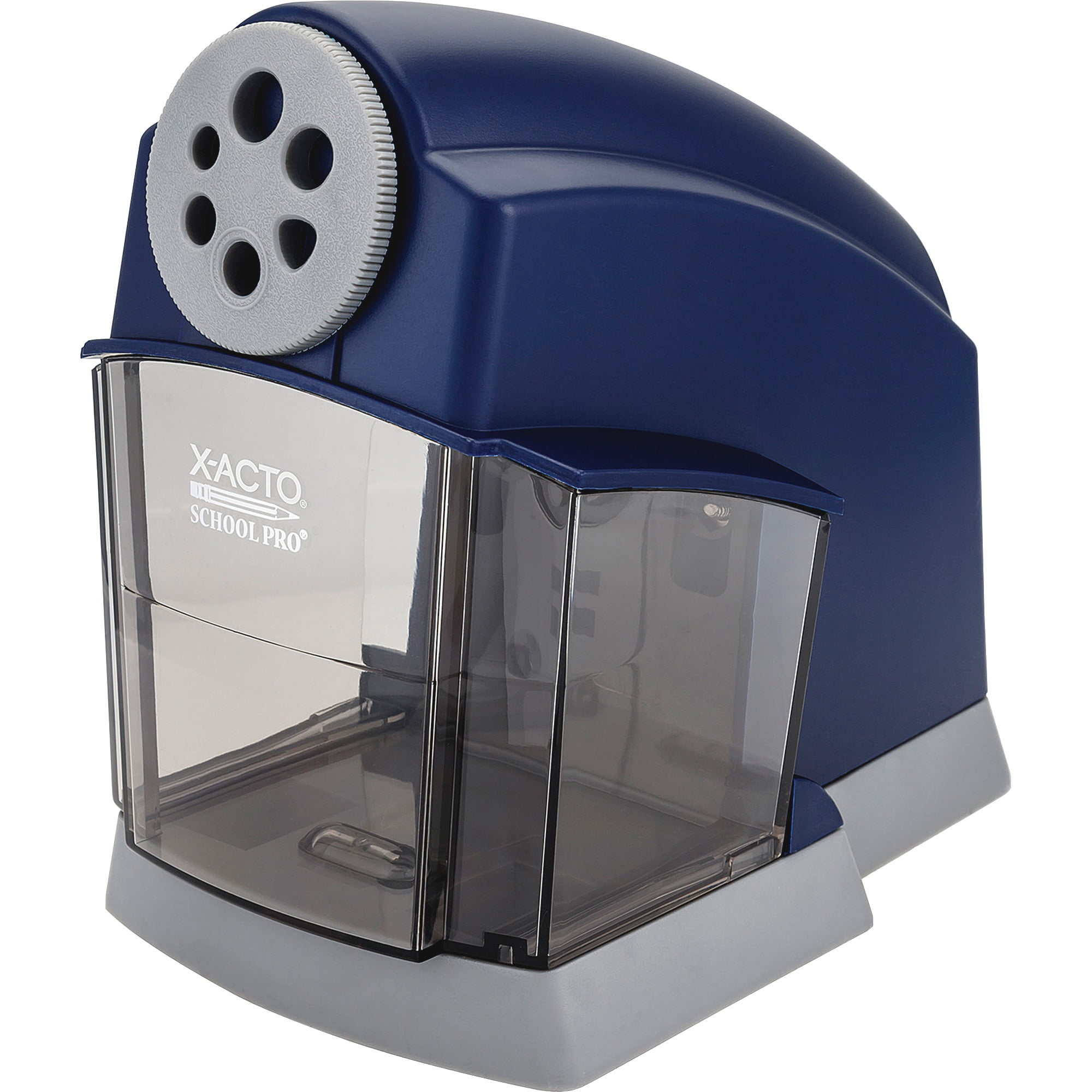 X ACTO 1670X Model 1670 School Pro AC Powered 4 in. x 7.5 in. x 7.5 in. Classroom Electric Pencil Sharpener Black Gray Smoke