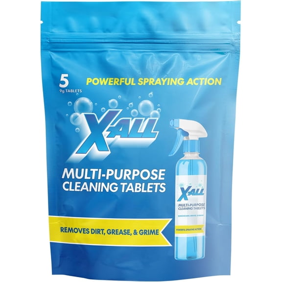 X-ALL Multi-Purpose Cleaning Tablets  Streak-Free Shine and Deep Cleaning Tablet for Home on All Surfaces, 5x Tablets Only
