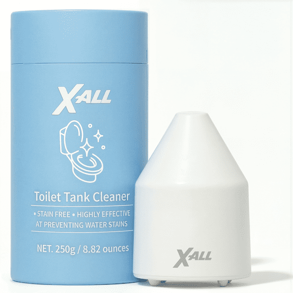 X-ALL White Toilet Tank Cleaner System Continuous Cleaning Toilet Tank Device with Long-Lasting Mineral Core Technology, Helps Reduce Stains & Buildup, Septic Safe, 250g