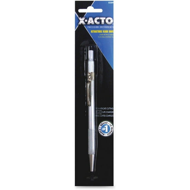 X-Acto X3209 Retractable Blade Knife - Retractable, Pocket Clip, Lightweight - Carbon Steel - Aluminum - 1 Each | Bundle of 5