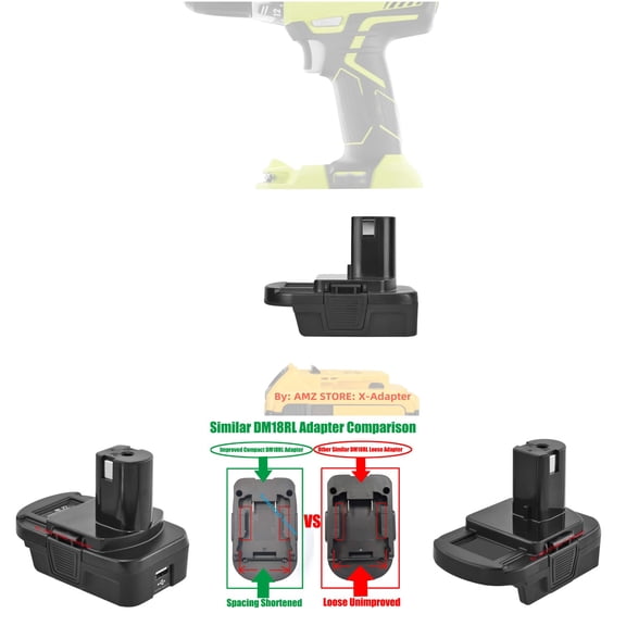 X-Adapter DEWALT 20V MAX Li-Ion Battery Adapter for Ryobi 18V Tools with USB Charging Port