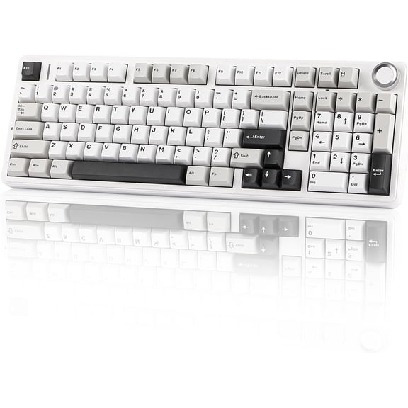 X Aula F99 Gaming Keyboard with 8000mAh , Hot Swappable Creamy Keyboard, 2.4GHz/Type-C/BT5.0, NKRO, Backlit for Win//Gaming (Black&Grey&White)