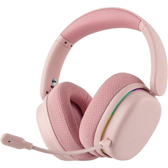 X Aula G7 Pro Wireless Gaming Headset, Dual Mode BT5.3 & 2.4GHz, 7.1 Surround Sound, 80+ Hour Battery, RGB Light, with Noise Canceling Mic for PS5, PS4, Switch, PC (Pink)