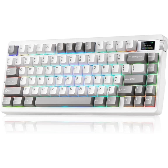 X Aula Nova75 Mechanical Gaming Keyboard,75% Compact Keyboard with Screen & Knob,Gamer for Pre-lubed Switches 8000mAh Keyboards,RGB Backlit,Custom Hot Swappable,BT/2.4GHz/USB-C