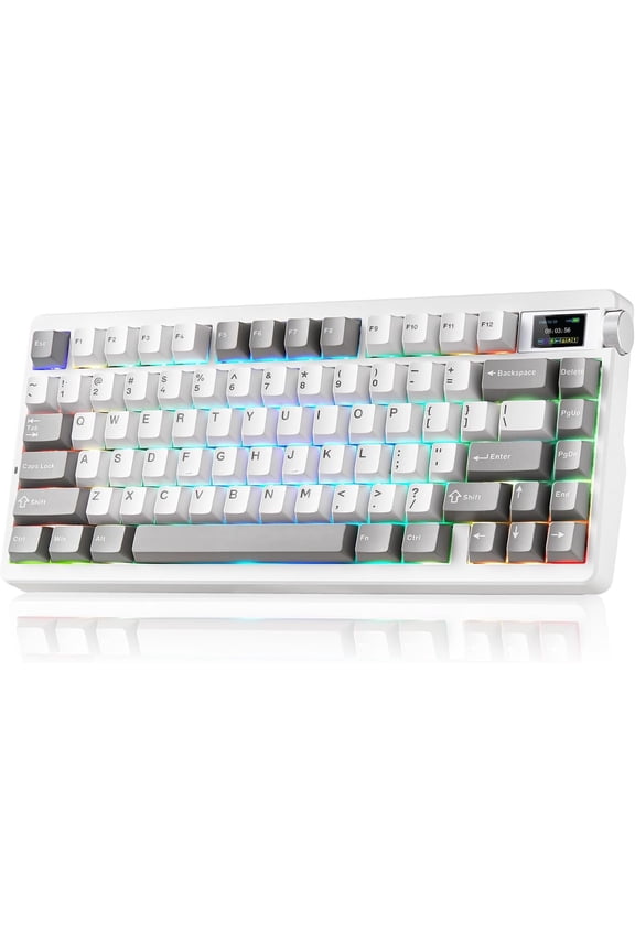 X Aula Nova75 Mechanical Gaming Keyboard,75% Compact Keyboard with Screen & Knob,Gamer for Pre-lubed Switches 8000mAh Keyboards,RGB Backlit,Custom Hot Swappable,BT/2.4GHz/USB-C