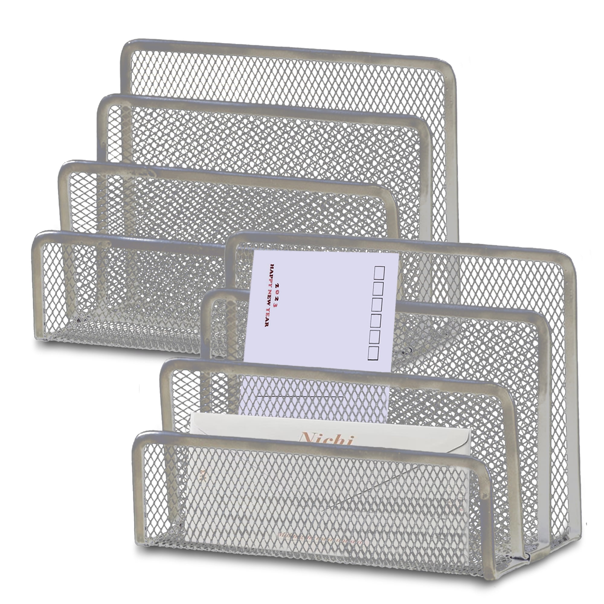 X BOARD 2 Pack Desk Mail Organizer Letter Holder File Organizer Metal