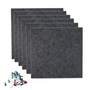X BOARD 6 Pack Felt Bulletin Board Tiles Cork Board for Wall with 30 Push Pins, 11.8" x 11.8" Square Pin Boards Felt Wall Tiles for Photos, Letter, Notes, Memo