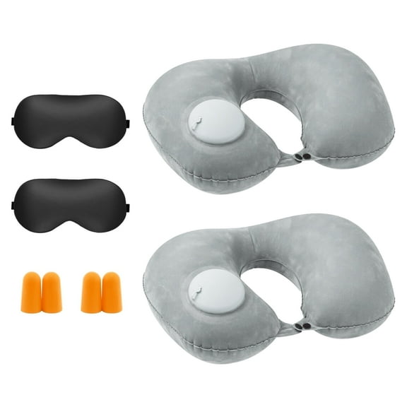 AGCAN Airplane Pillow Inflatable Travel Neck Pillow Blowup for Adult Neck Support Washable, 2 Pack