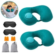 AGCAN Airplane Pillow Inflatable Travel Neck Pillow Blowup for Adult Neck Support Washable, 2 Pack