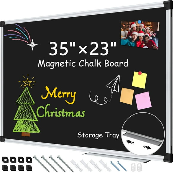 AGCAN Magnetic Blackboard 35" x 23" Chalk Board Big Black Boards for Home Chalkboard Marker Board
