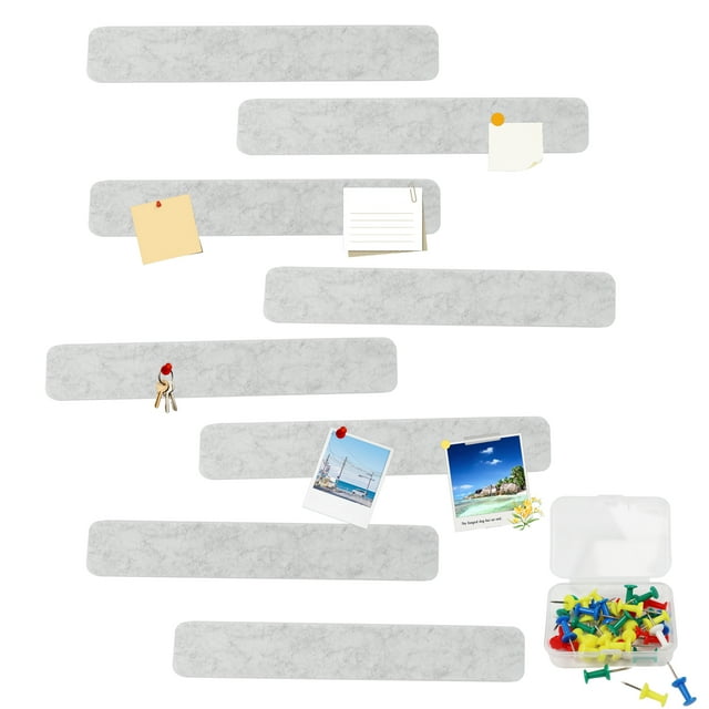 X BOARD Bulletin Board Strips for Wall, 8 Pack Felt Pin Board with 30 Push Pins SelfAdhesive