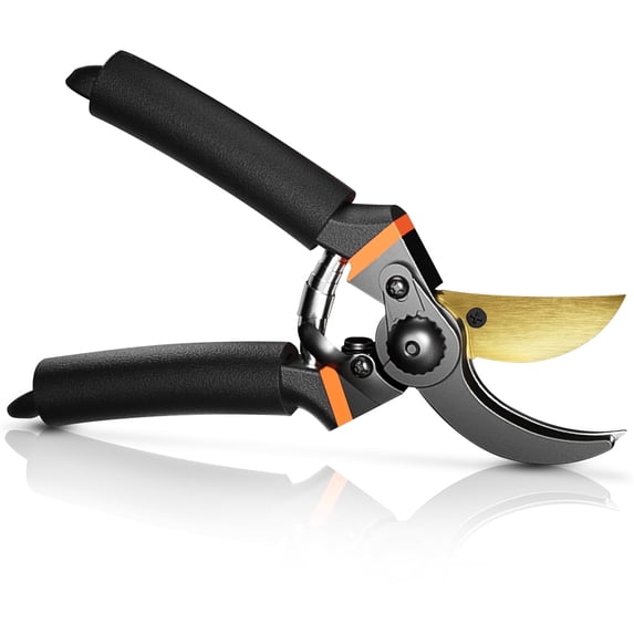 AGCAN Black Bypass Pruning Shears with 3/4 in cut capacity and titanium blades for gardening
