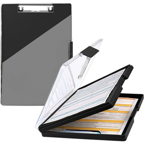 AGCAN Clipboard with Storage Case, Heavy Duty Foldable Clip Boards 8.5x11, Clearview Dry Erase Nursing Clipboard, School Office Supplies, Black