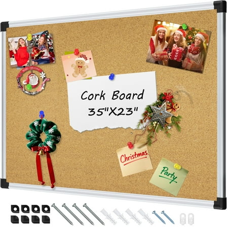 AGCAN Office Cork Board 35" x 23" Photo Bulletin Board Pin Board for Wall 2' x 3' Vision Board
