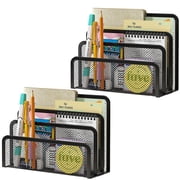 AGCAN Desk Mail Organizer, Metal Mesh Letter Holder File Sorter, Desktop Organizer for Home Office, 2 Pack, 6.8"x3.5"x5.1", Black