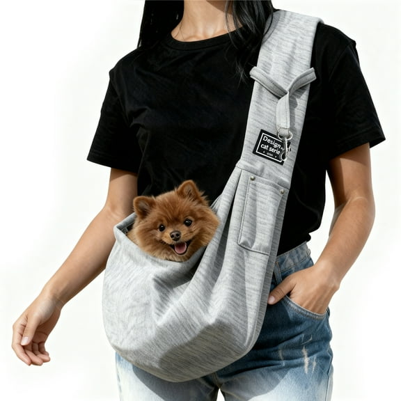 GOUWAN Dog Sling Carrier, Pet Sling for Small Dogs Puppy Cats Travel Under 15lbs, Gray