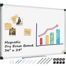 X BOARD Dry Erase Board 24" x 36" White Board Wall Mounted Aluminum Frame 2' x 3' Magnetic Whiteboard