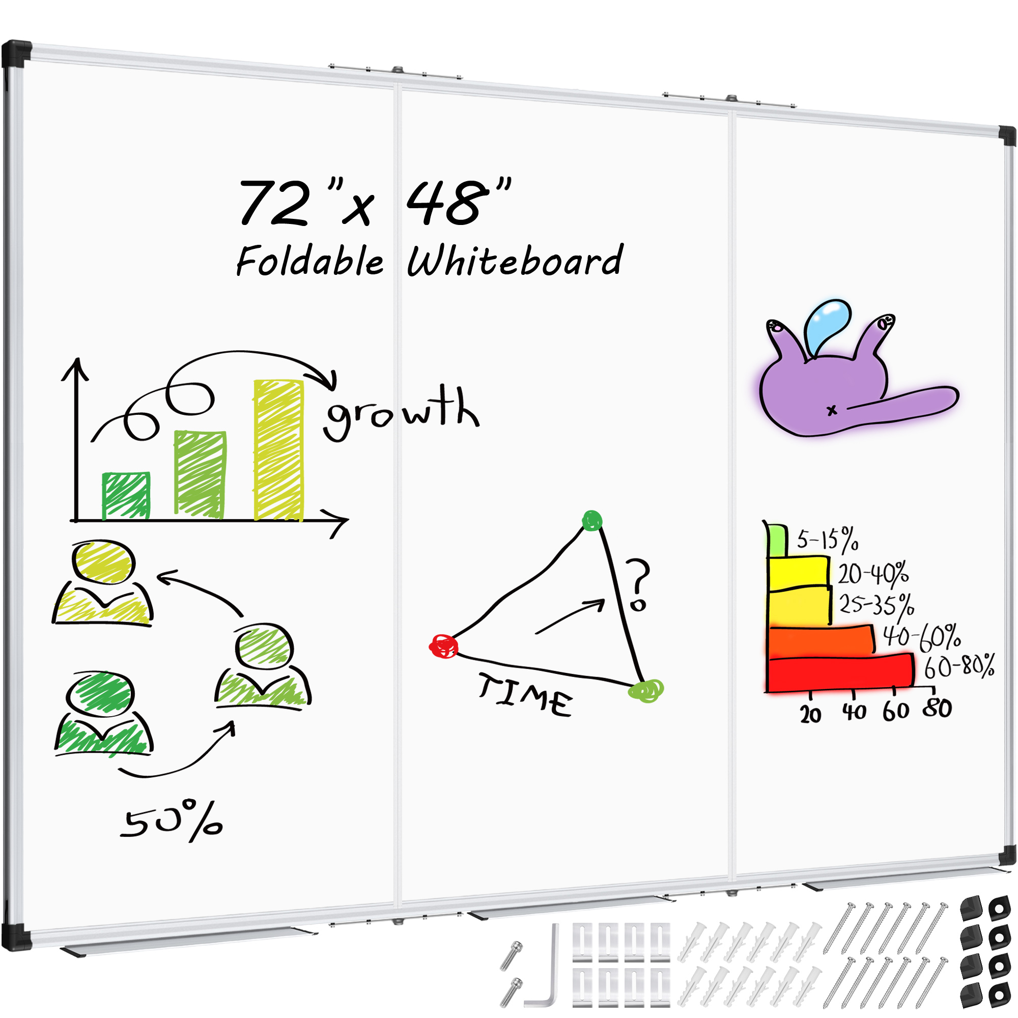 Mead Melamine Dry Erase Board, 72" x 48", Aluminum Frame