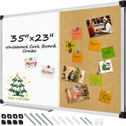 AGCAN White Board Dry Erase and Cork Board for Wall 35" x 23" Bulletin Magnetic Board Combo School Supplies