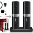 thumbnail image 1 of AGCAN Electric Salt and Pepper Grinder Set, Rechargeable Salt and Pepper Shakers, Automatic Pepper Mill with LED Light, Charging Base, Clip Spoon, Adjustable Coarseness, 2 Pack, 1 of 9