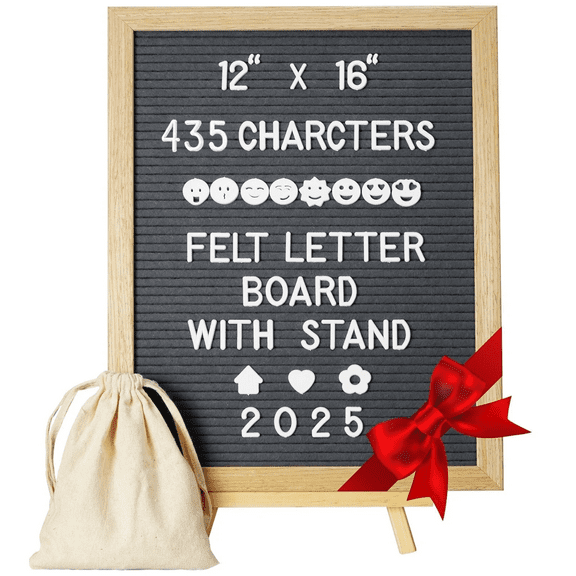 AGCAN Felt Letter Board with Stand, 12 x 16 Inches Wood Frame Message Board, Changeable Letter Boards with 435 Letters, Numbers and Symbols