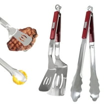 AGCAN Grill Tongs Stainless Steel Spatula Tongs for Cooking, Grilling, Salad, 2 Pcs Turner Tong Set, 12"(Red)