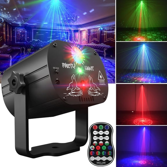 AGCAN Halloween Party Lights, Stage Laser Strobe Lights, DJ Disco Lights with Remote Control and Sound Activated, for KTV Pub Club Dance Birthday Christmas Party