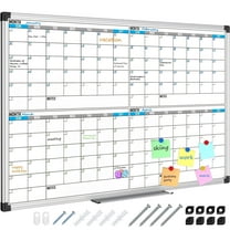 X BOARD Magnetic Monthly Calendar Dry Erase Board 36" x 24" White Board Calendar 4 Monthly Board