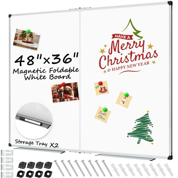 AGCAN Magnetic Dry Erase Board 4'x3' Foldable Whiteboard 48" x 36" Large Magnet Board Kid
