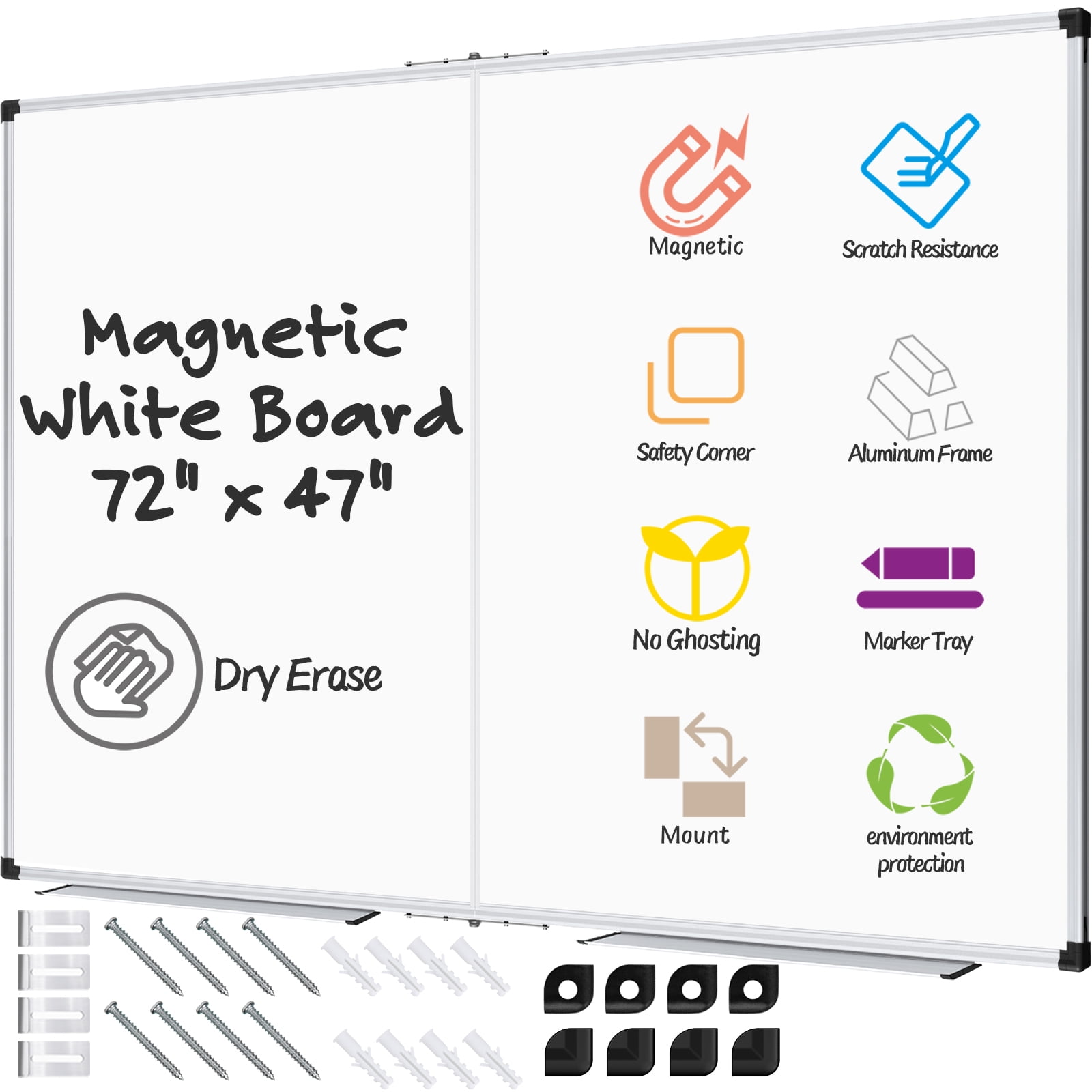X BOARD Giant White Board 72" x 47" Dry Erase Board 6' x 4