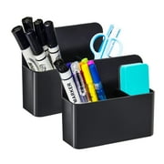 AGCAN Magnetic Pen Holder, Dry Erase Marker Holder for Whiteboard Fridge, Marker Organizer Locker Accessories, 2 Pack, Black