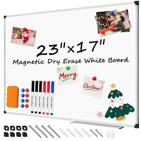 AGCAN Small Whiteboard 23" x 17" Dry Erase Board Magnetic Marker Board with Dry Erase Markers Set for Kids Child School Supplies
