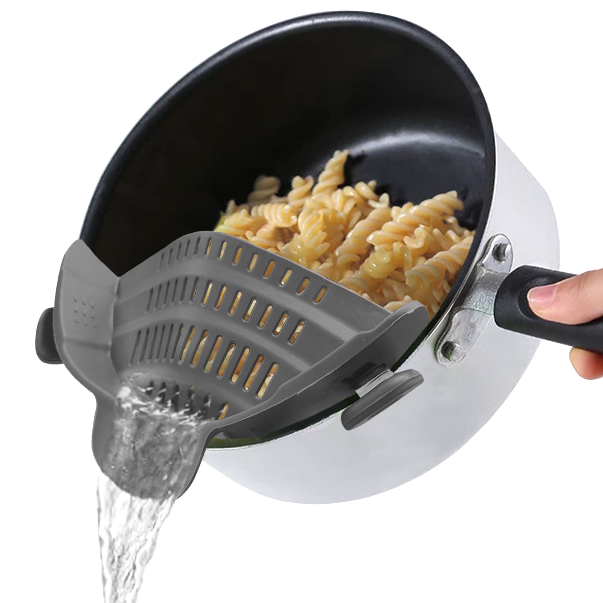 AGCAN Silicone Pasta Strainer Clip-On for Pots and Pans, Heat Resistant Colander, Adjustable Drainer for Cooking, Grey - Walmart.com