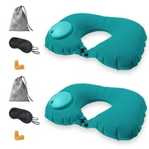 X BOARD Travel Pillow Inflatable Neck Pillow for Airplane U Shaped Velvet Washable Cover, 2 Pack