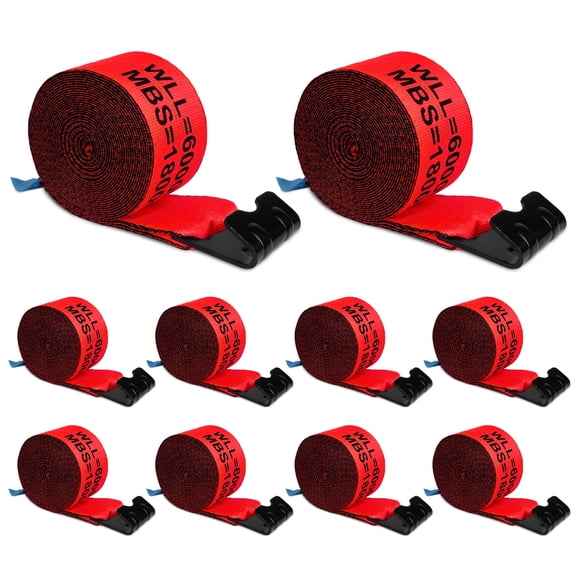 X-BULL 10 Pack 4" x 30' Winch Truck Straps w/Flat Hook Towing 18000 lbs Red