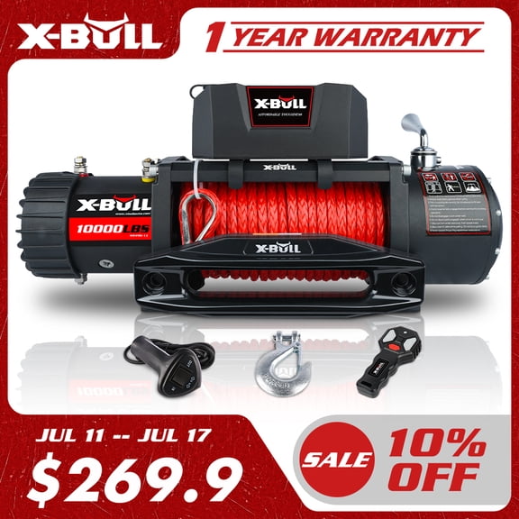 X-BULL 12V Electric Winch 10000LBS Synthetic Rope with Wireless Remote Tow Truck Jeep Off-Road 4WD