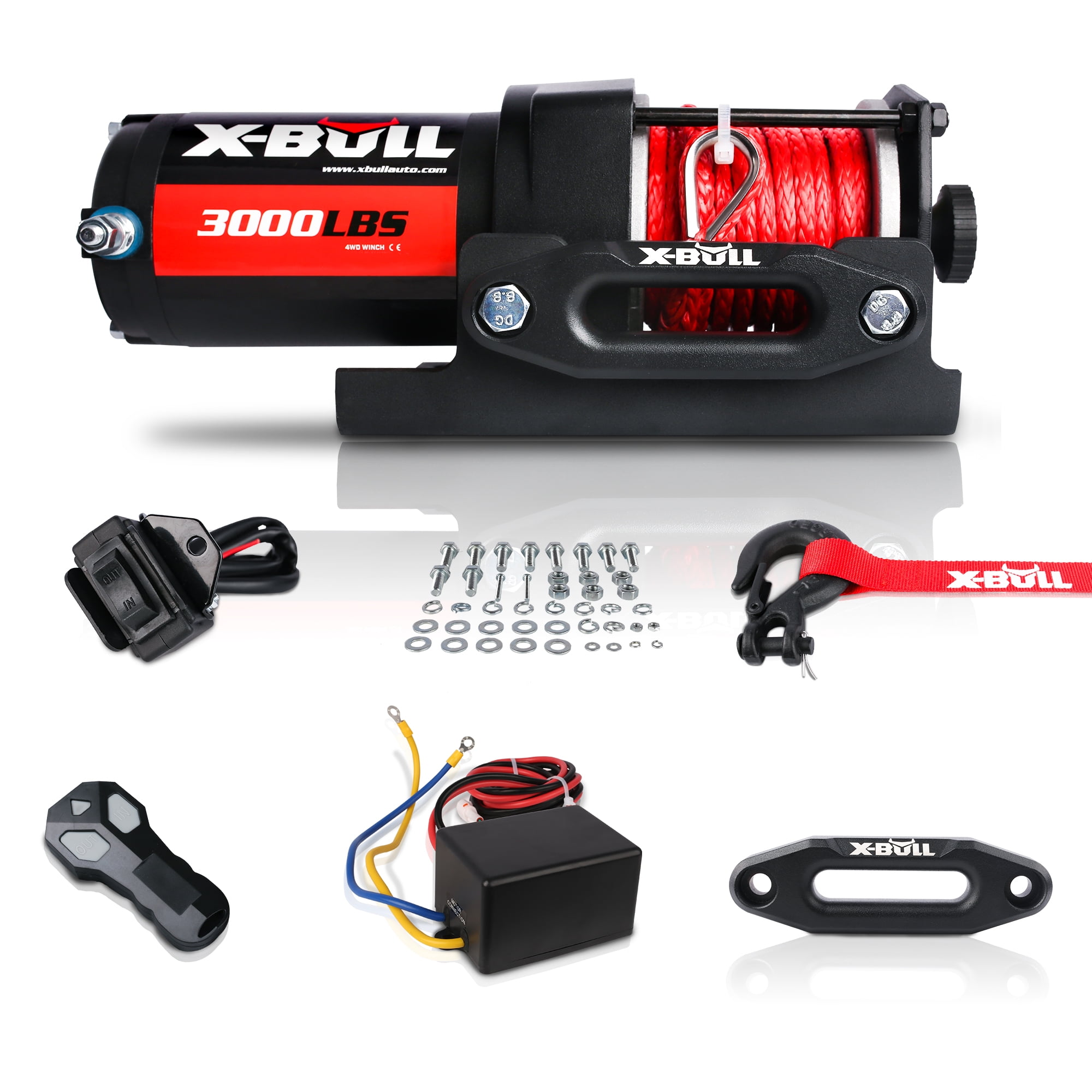 X-BULL 12V 3000LBS Steel Wire Electric Winch for Towing ATV/UTV