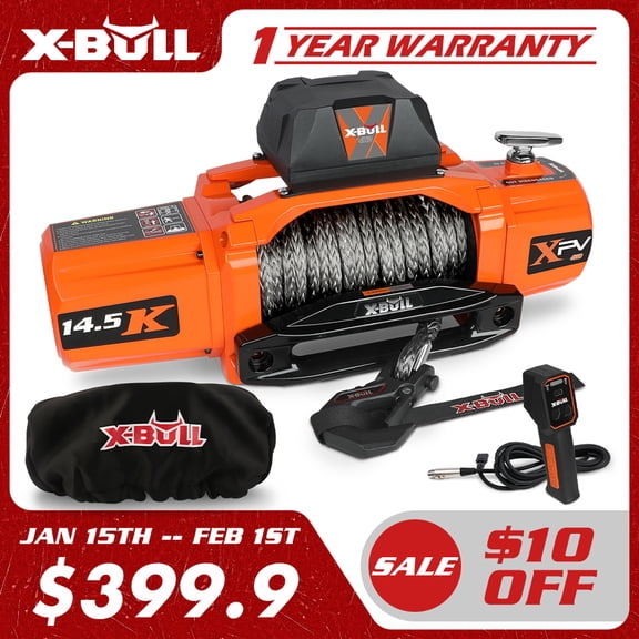 X-BULL 12V Electric Winch 14500LBS XPV Synthetic Rope SUV Jeep Truck 4WD with Winch Cover