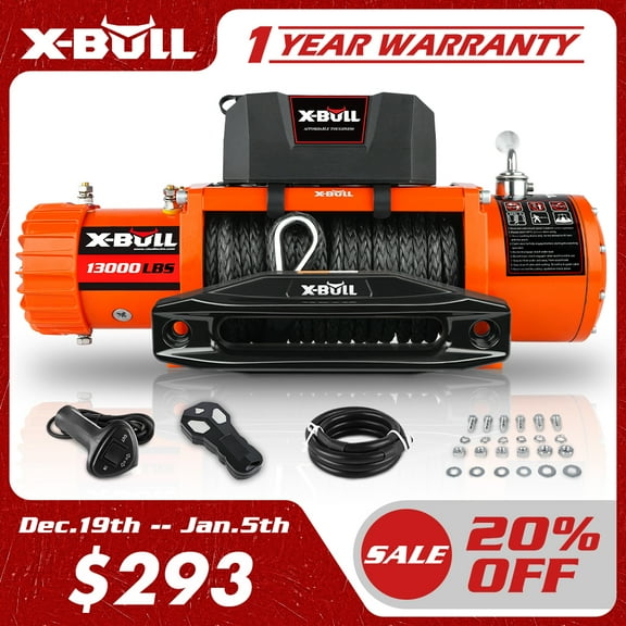 X-BULL 13000LB Winch 12V Electric Winch with Synthetic Rope Wireless Remote for Truck Jeep Off Road