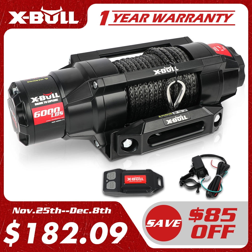 X-BULL 6000LBS IP68 Waterproof Electric Winch 12V 2 in 1 Wireless Remote Synthetic Rope Boat ATV UTV 4WD Winch Off-Road