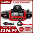 thumbnail image 1 of X-BULL 10000LB 12V Waterproof Winch Kit with Synthetic Rope Hawse Fairlead for Truck Jeep Off Road, 1 of 12