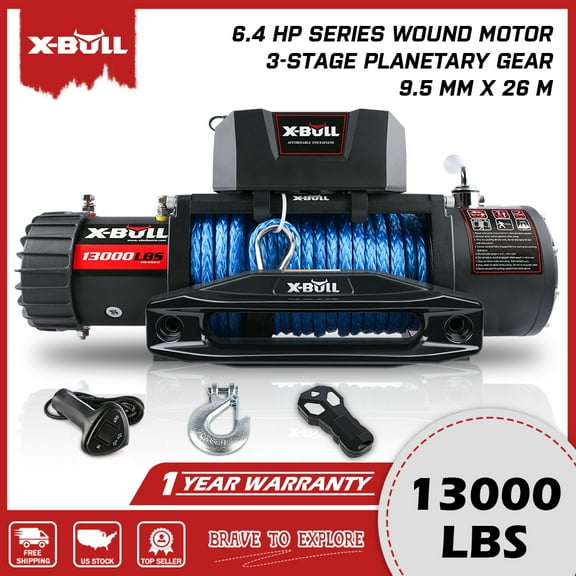 X-BULL 12000LBS Electric Winch 12V Synthetic Rope with Wireless Remote Tow Truck Jeep Off-Road 4WD