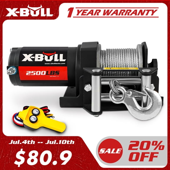 X-BULL Electric Winch 12V 2500LBS Steel Cable Wireless Remote ATV UTV 4WD Boat Small Winch