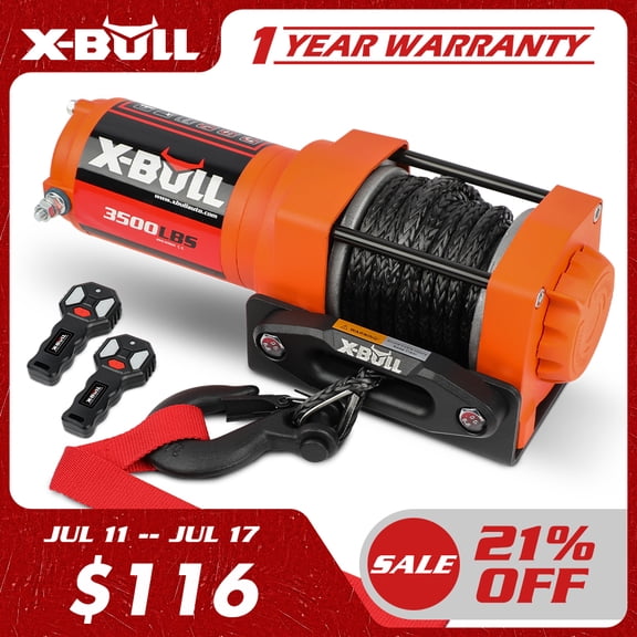 X-BULL Electric Winch 12V 3500LBS Synthetic Rope ATV UTV Boat 4WD Wireless Remote Control