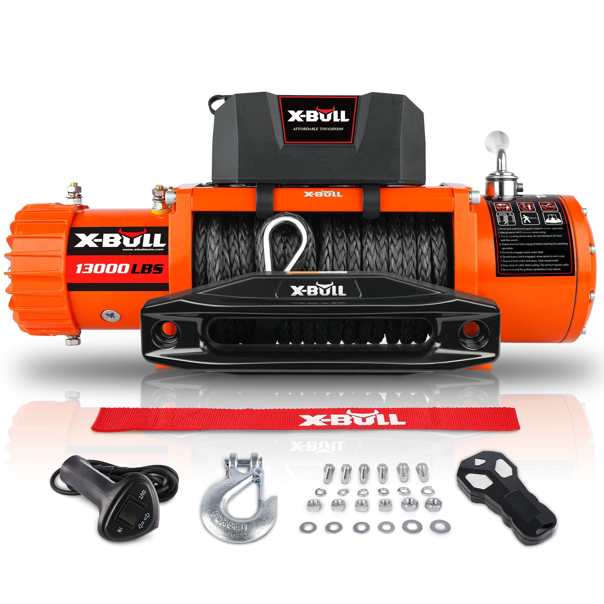 X-BULL Electric Winch 13000lb, 12V Winch with Synt